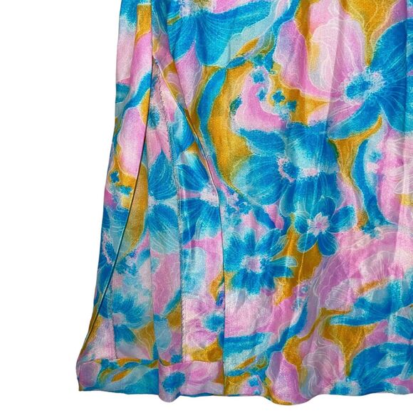 Vintage Maxi Dress Neon Point Collar VTG Kaftan Retro - Picture 5 of 11